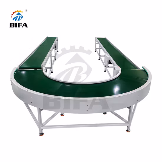 Abrasion Resistant Powder Steel PVC Curve Belt Conveyor System for Transport Granules