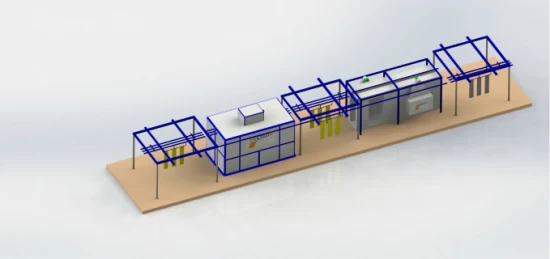 Linea di verniciatura elettrostatica per verniciatura a polvere colo di produzione manuale con trasportatore a cingoli aerei